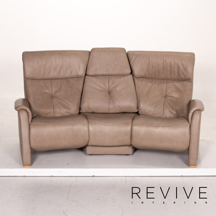 Himolla trapeze leather sofa taupe grey-beige three-seater function relax function home cinema couch #15319