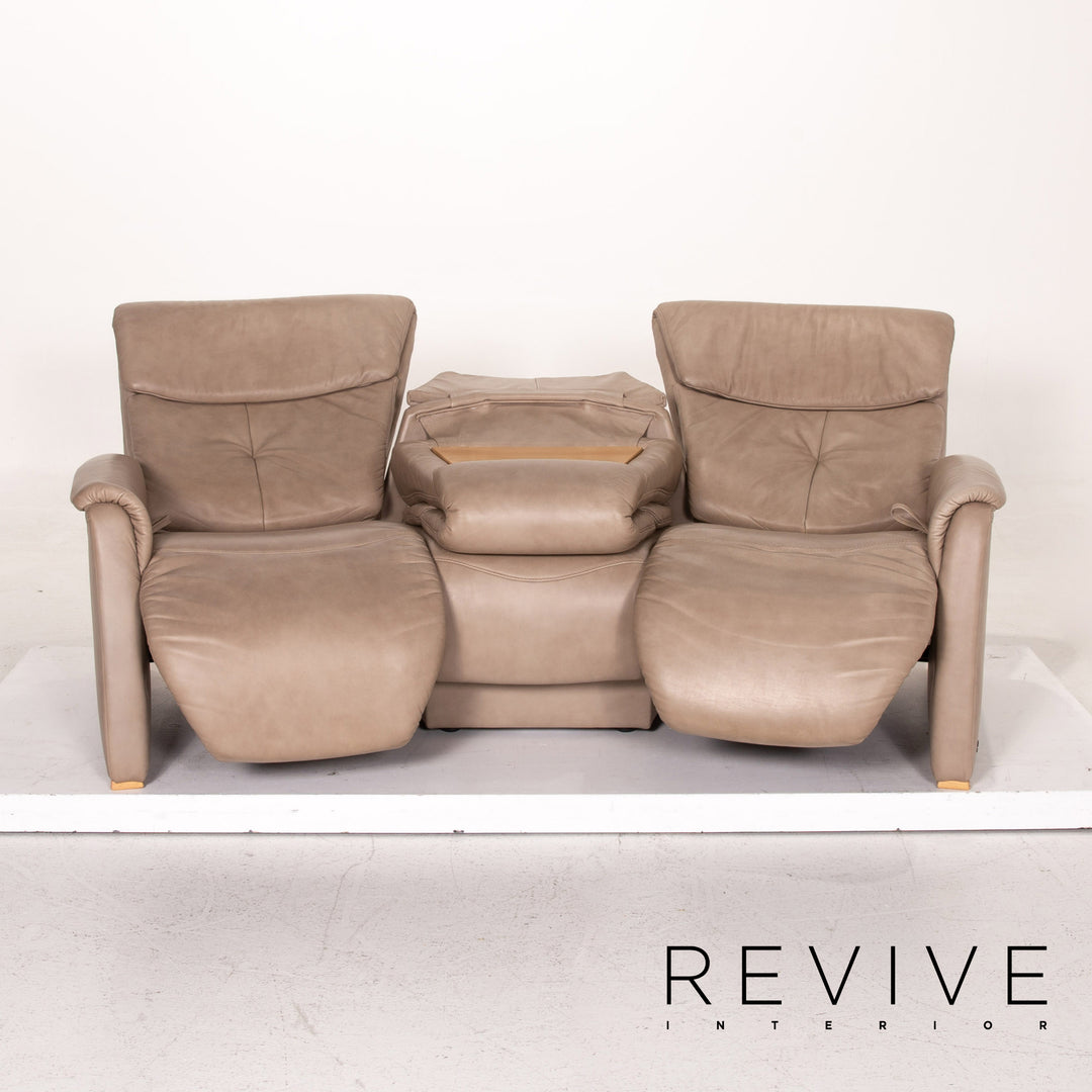 Himolla trapeze leather sofa taupe grey-beige three-seater function relax function home cinema couch #15319