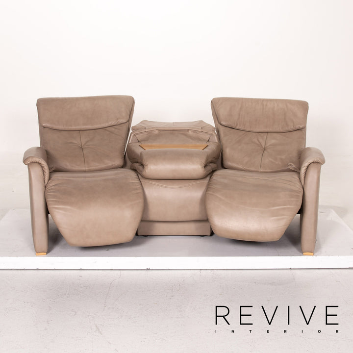 Himolla trapeze leather sofa taupe grey-beige three-seater function relax function home cinema couch #15319