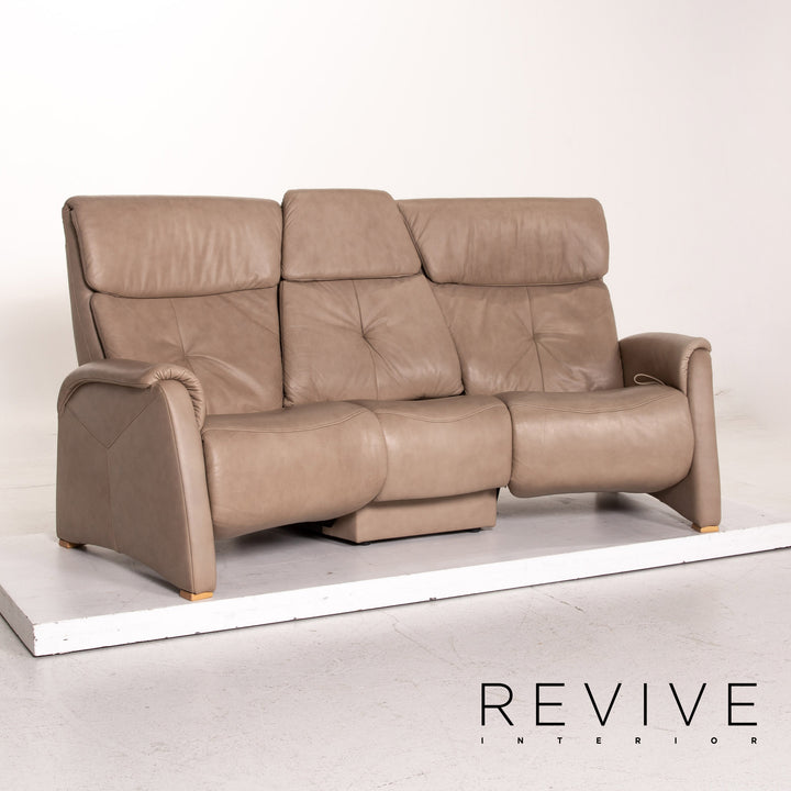 Himolla trapeze leather sofa taupe grey-beige three-seater function relax function home cinema couch #15319