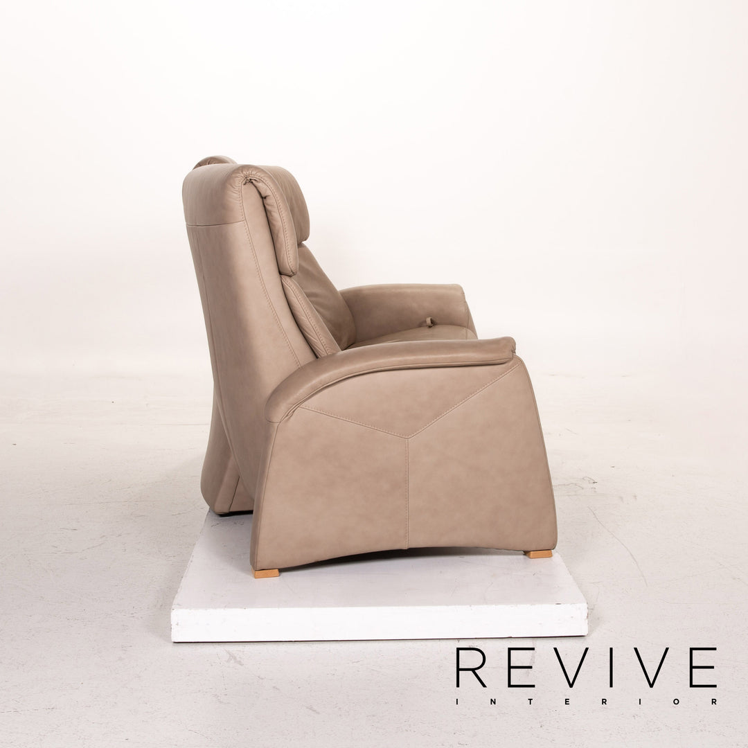 Himolla trapeze leather sofa taupe grey-beige three-seater function relax function home cinema couch #15319