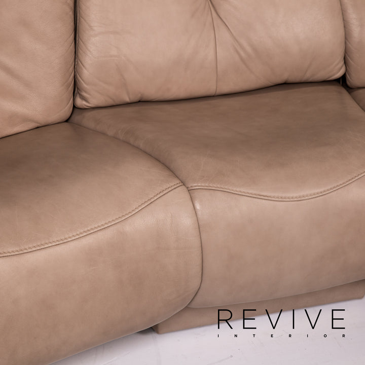 Himolla trapeze leather sofa taupe grey-beige three-seater function relax function home cinema couch #15319