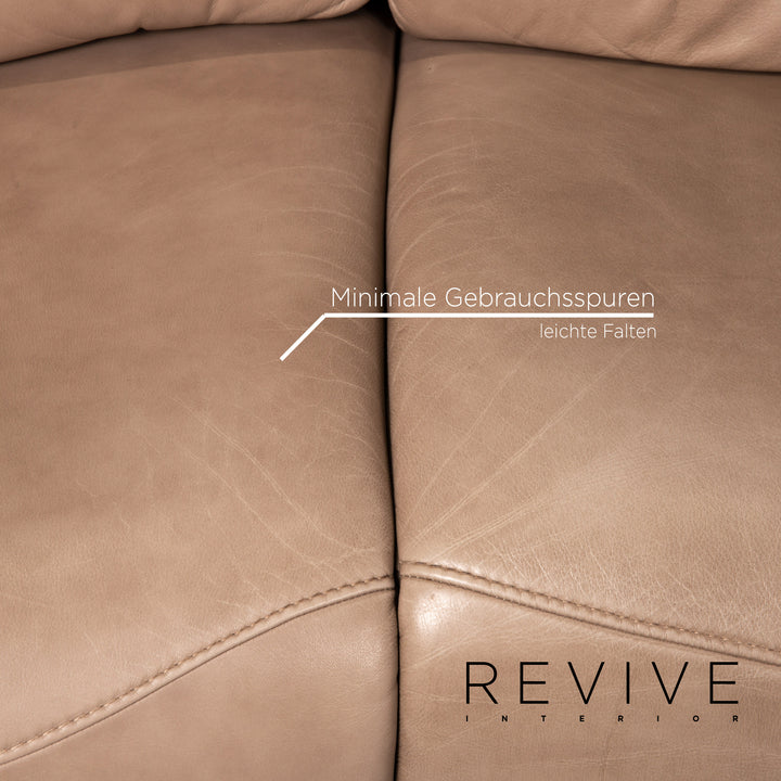 Himolla trapeze leather sofa taupe grey-beige three-seater function relax function home cinema couch #15319