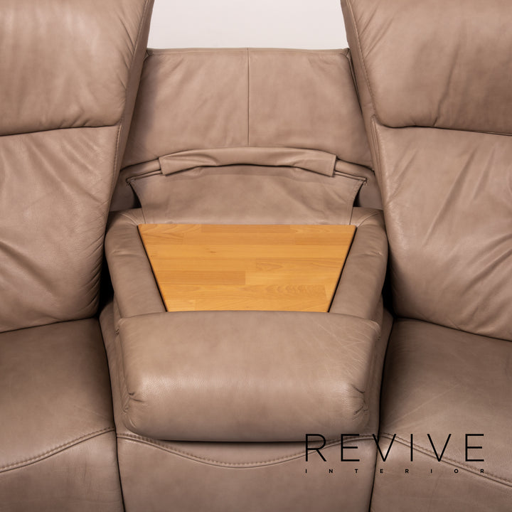 Himolla trapeze leather sofa taupe grey-beige three-seater function relax function home cinema couch #15319