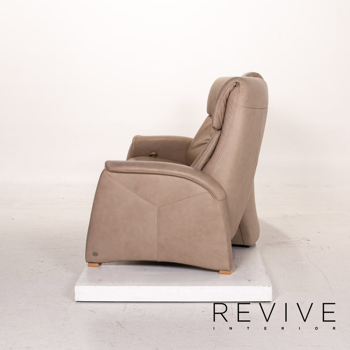 Himolla trapeze leather sofa taupe grey-beige three-seater function relax function home cinema couch #15319