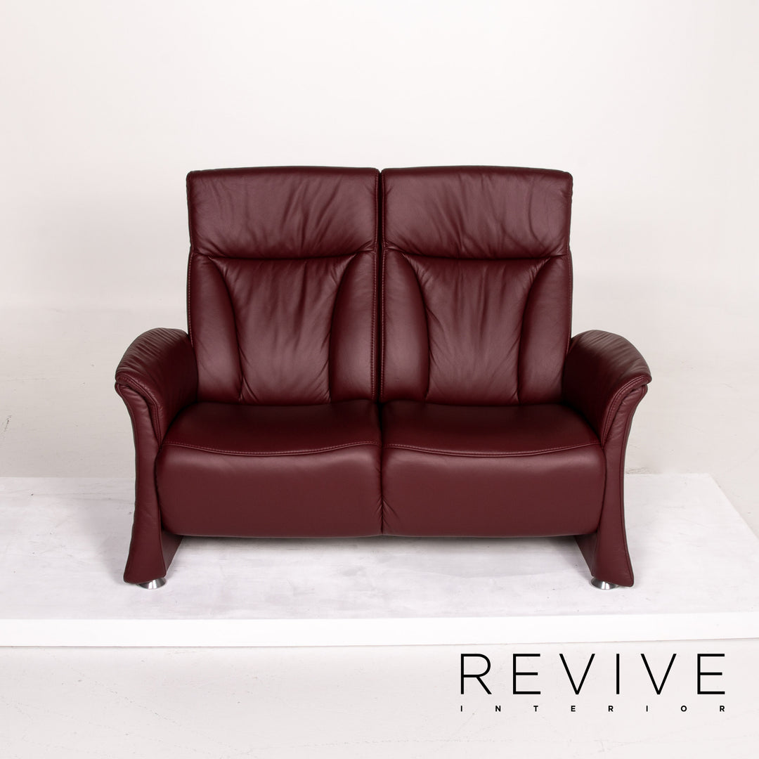 Himolla trapeze leather sofa wine red red two-seater function relax function couch #13905