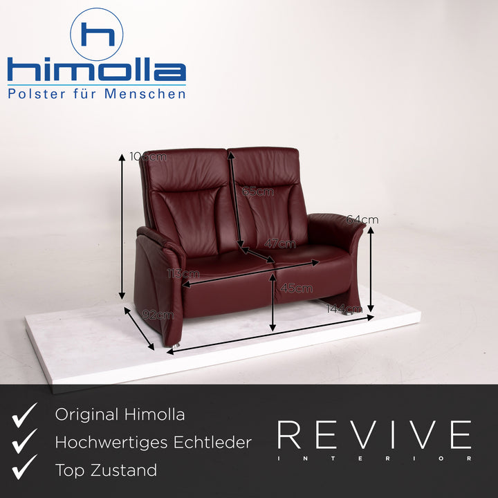 Himolla trapeze leather sofa wine red red two-seater function relax function couch #13905