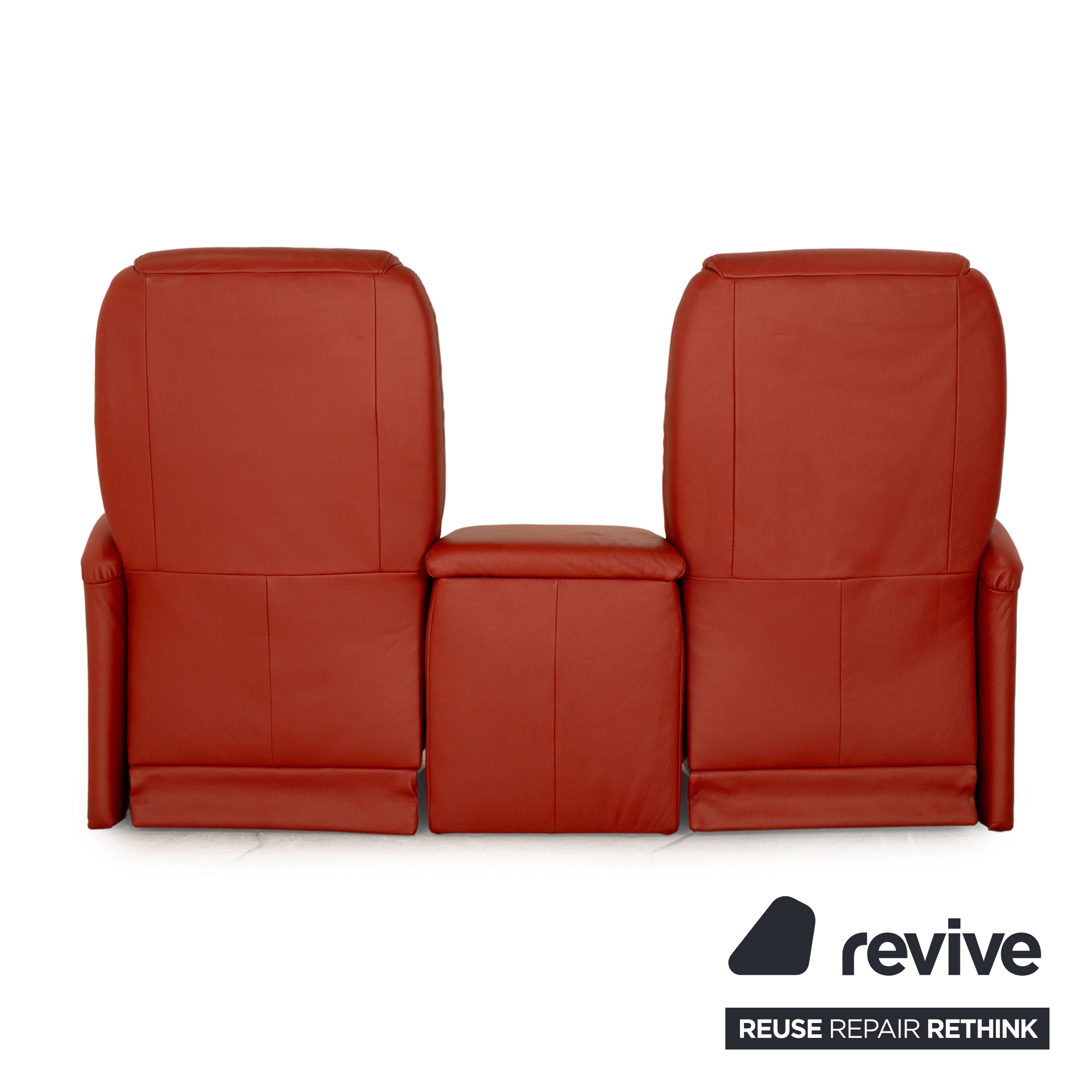 Himolla Trapez Leder Zweisitzer Rot Orange elektrische Funktion Aufstehhilfe Sofa Couch Relaxfunktion