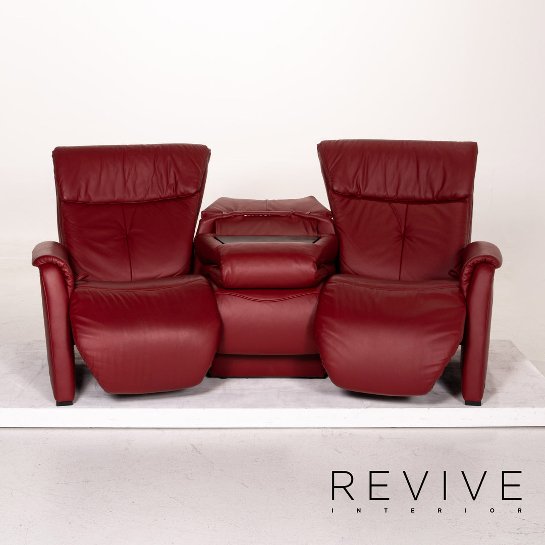 Himolla Trapez Sofa Garnitur Rot Dunkelrot Relaxfunktion Funktion Heimkinosofa 1x Dreisitzer 1x Zweisitzer #15673
