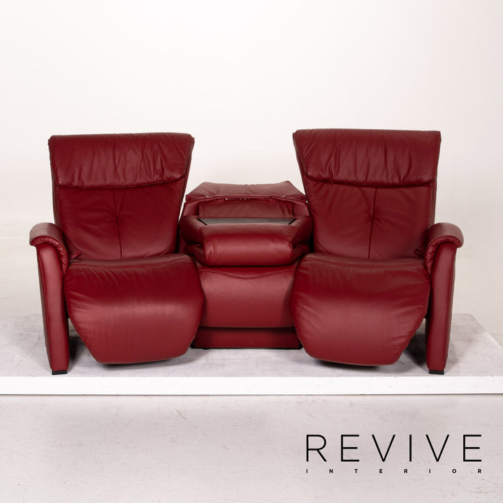 Himolla Trapez Sofa Garnitur Rot Dunkelrot Relaxfunktion Funktion Heimkinosofa 1x Dreisitzer 1x Zweisitzer #15673