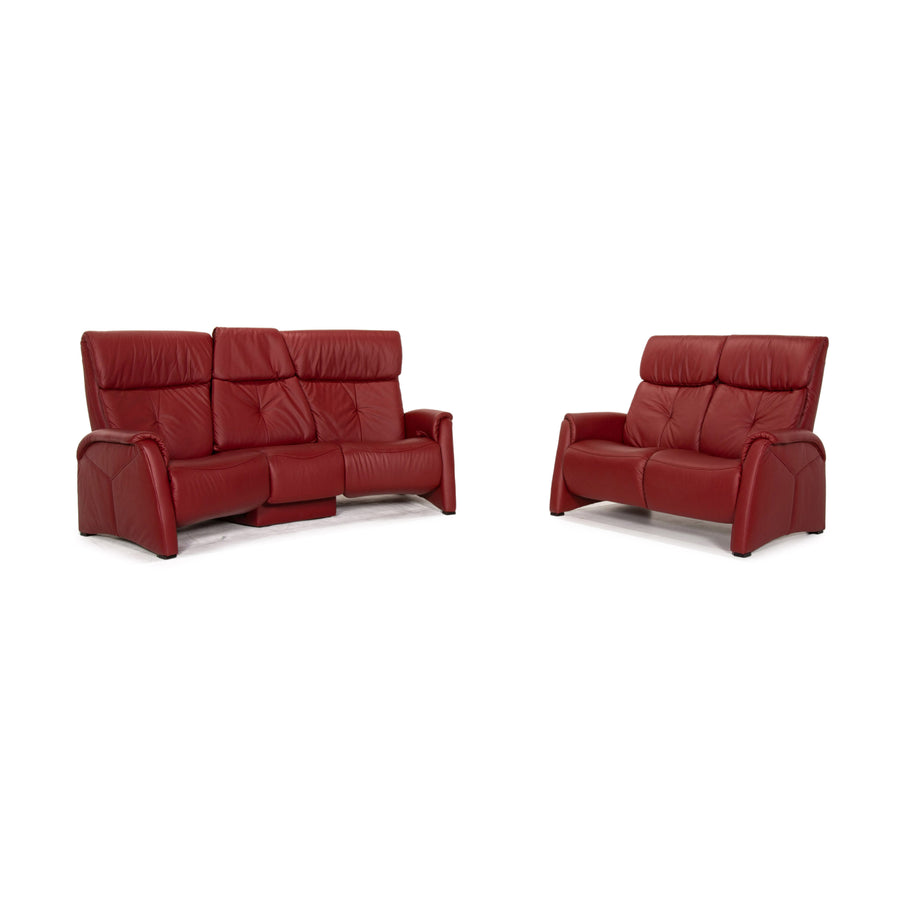 Himolla trapeze sofa set red dark red relax function function home cinema sofa 1x three-seater 1x two-seater #15673