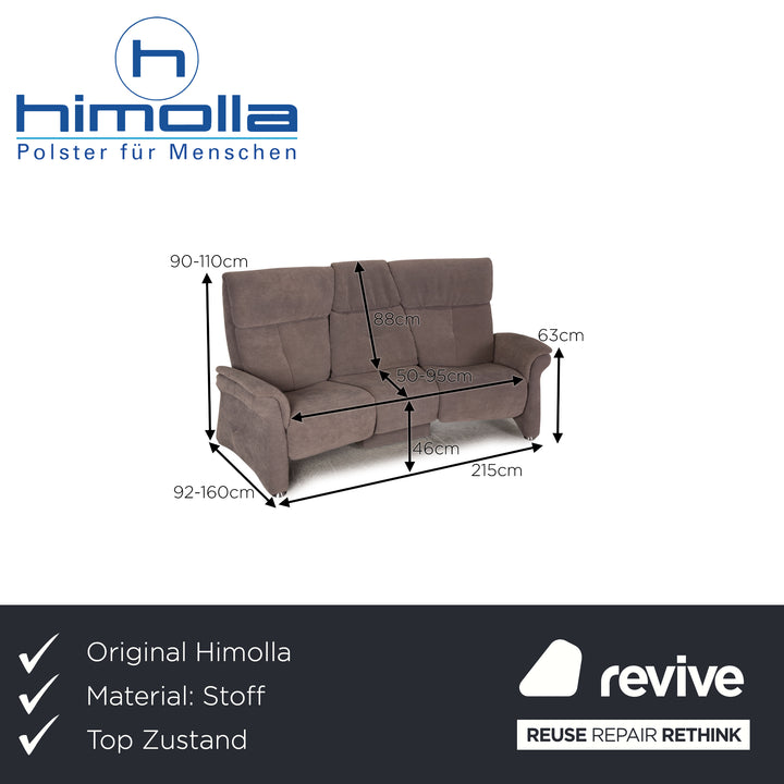 Himolla Varia Stoff Sofa Grau Dreisitzer Couch Funktion Relaxfunktion