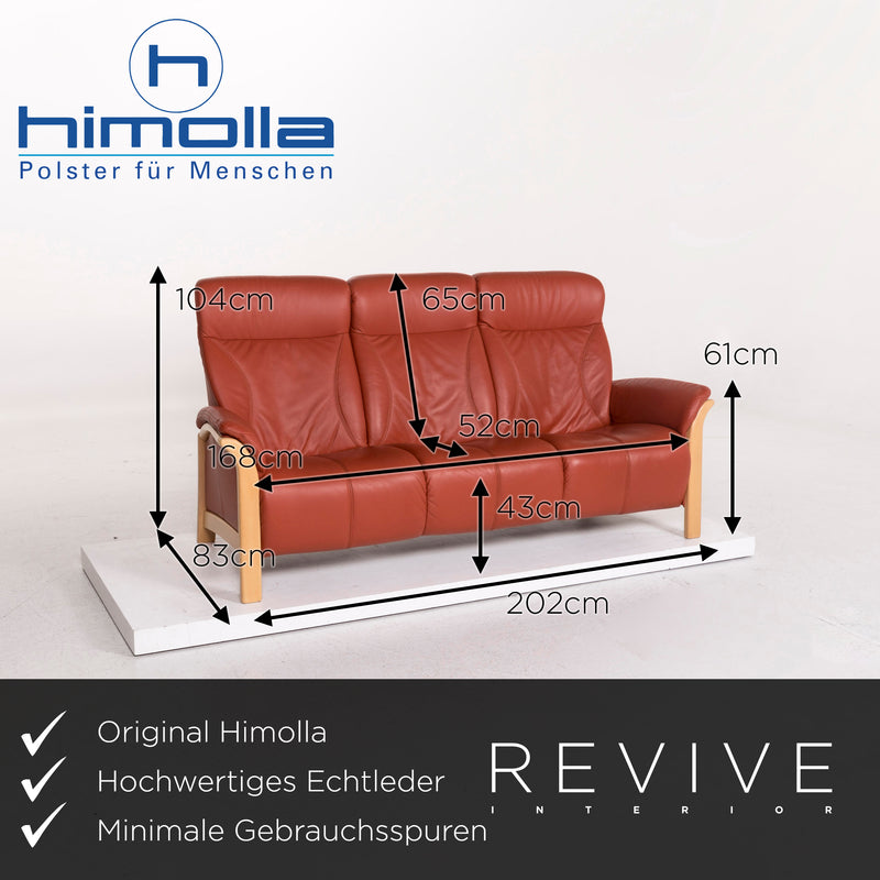 Himolla Windsor Leder Sofa Garnitur Rot 1x Dreisitzer 1x Sessel inkl. Hocker 