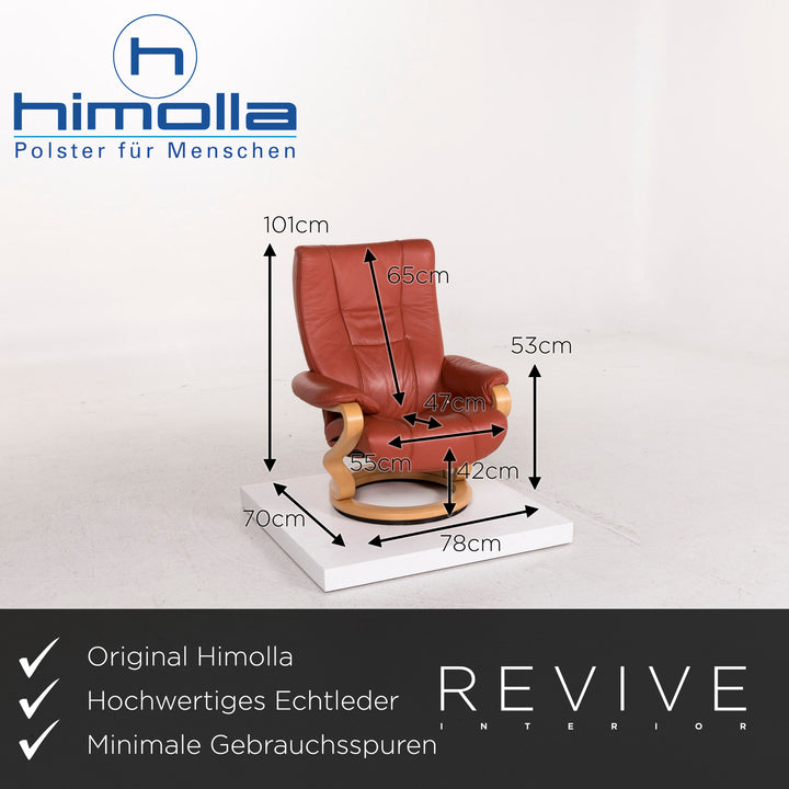 Himolla Windsor Leder Sofa Garnitur Rot 1x Dreisitzer 1x Sessel inkl. Hocker #12596