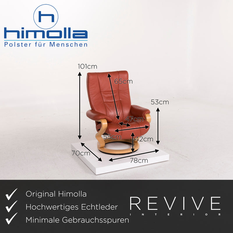 Himolla Windsor Leder Sofa Garnitur Rot 1x Dreisitzer 1x Sessel inkl. Hocker 