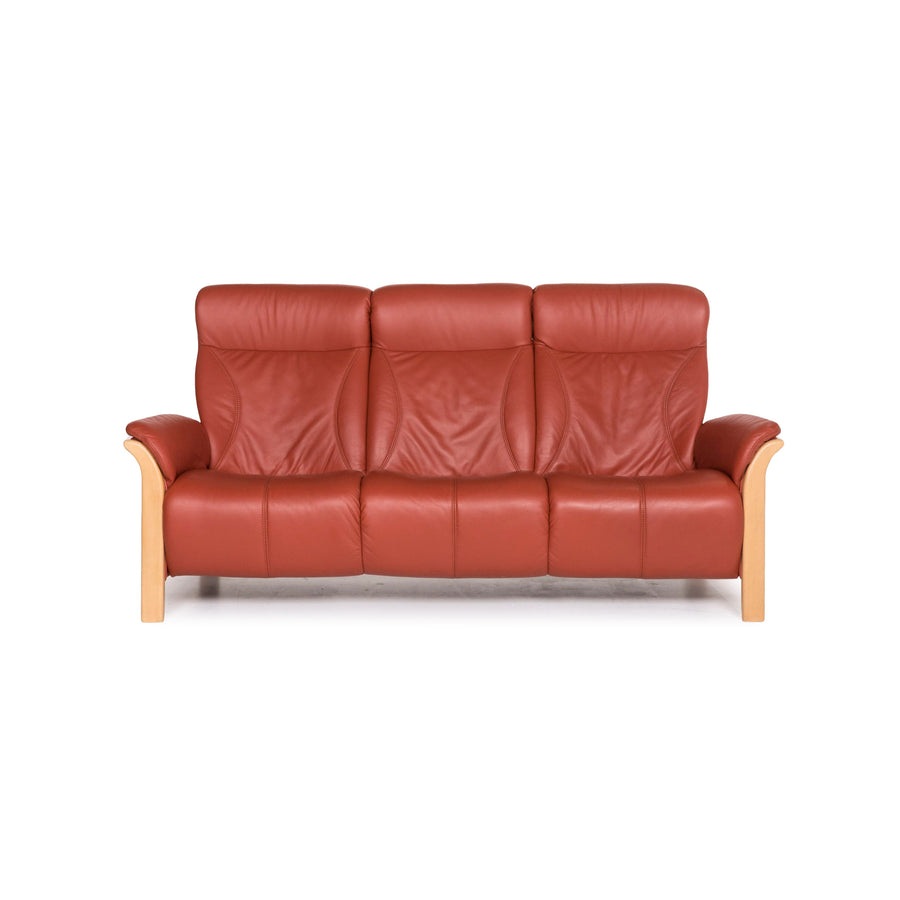 Himolla Windsor Leather Sofa Orange Three Seater Couch #12406