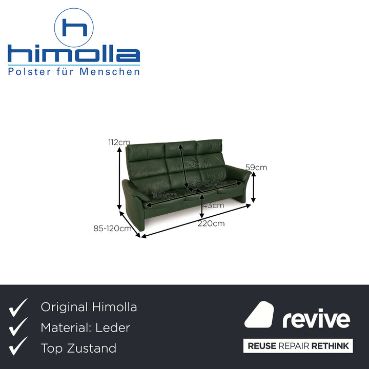 Himolla Zerostress Leder Dreisitzer Grün Sofa Couch Funktion