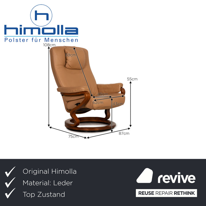 Himolla Zerostress Leder Sessel Beige Funktion inkl. Hocker