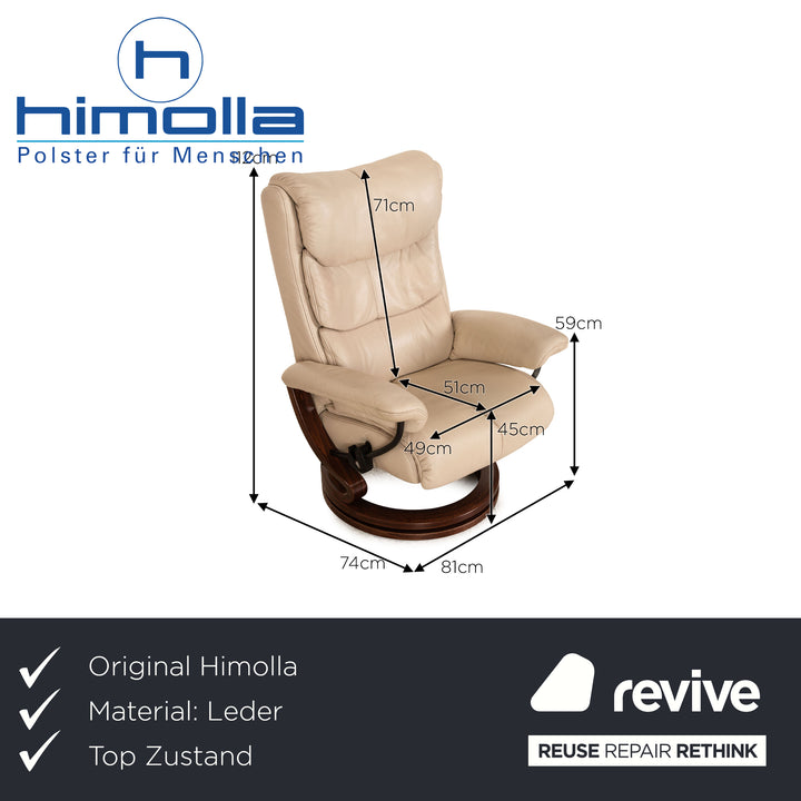 Himolla Zerostress Leder Sessel Creme manuelle Funktion Relaxfunktion