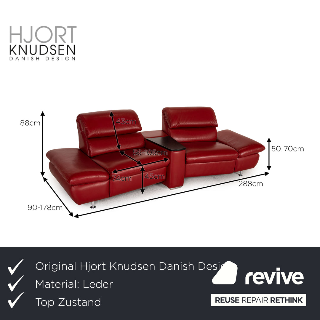 Hjort Knudsen Danish Design Barbardos Leder Sofa Rot Zweisitzer Couch Funktion Relaxfunktion