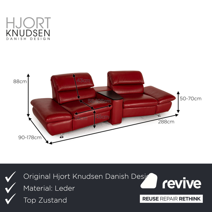Hjort Knudsen Danish Design Barbardos Leder Sofa Rot Zweisitzer Couch Funktion Relaxfunktion