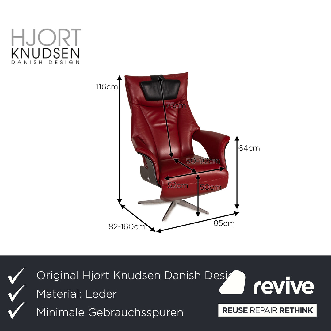 Hjort Knudsen Danish Design Milan Leder Sessel Rot Funktion Relaxfunktion