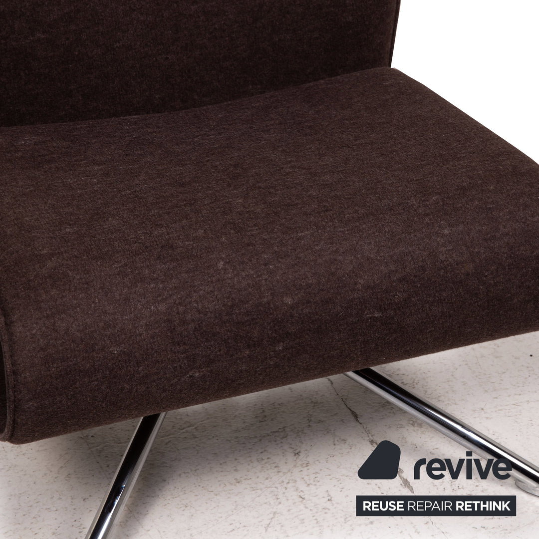 HOB Easychair by VERTIJET for COR designer armchair felt fabric brown molded wood veneer chrome