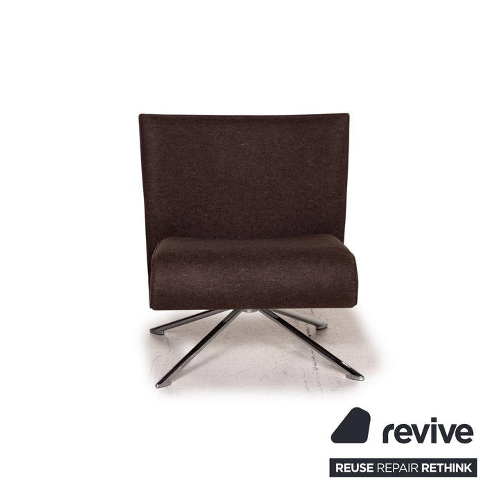 HOB Easychair by VERTIJET for COR designer armchair felt fabric brown molded wood veneer chrome