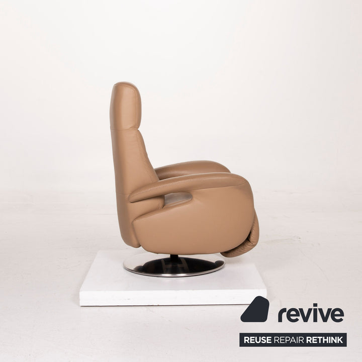 Hukla Leder Sessel Beige Relaxfunktion #15495