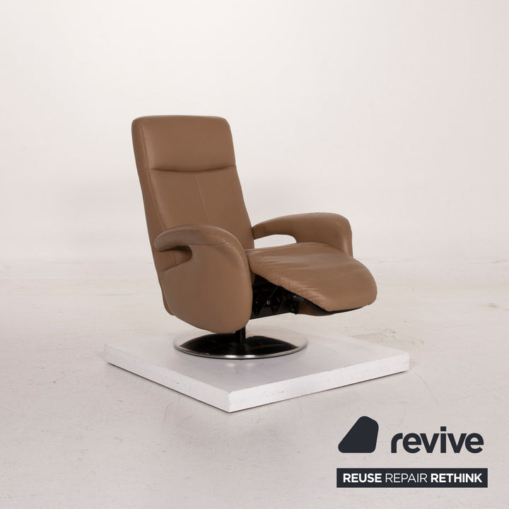 Hukla Leder Sessel Beige Relaxfunktion #15495
