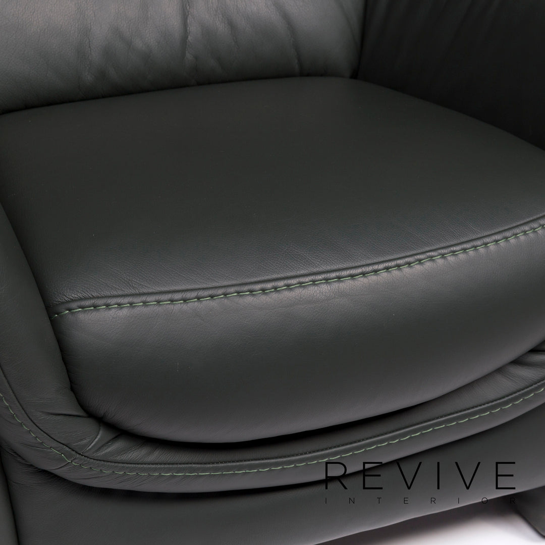 Hukla Leather Armchair Green Leather #10680