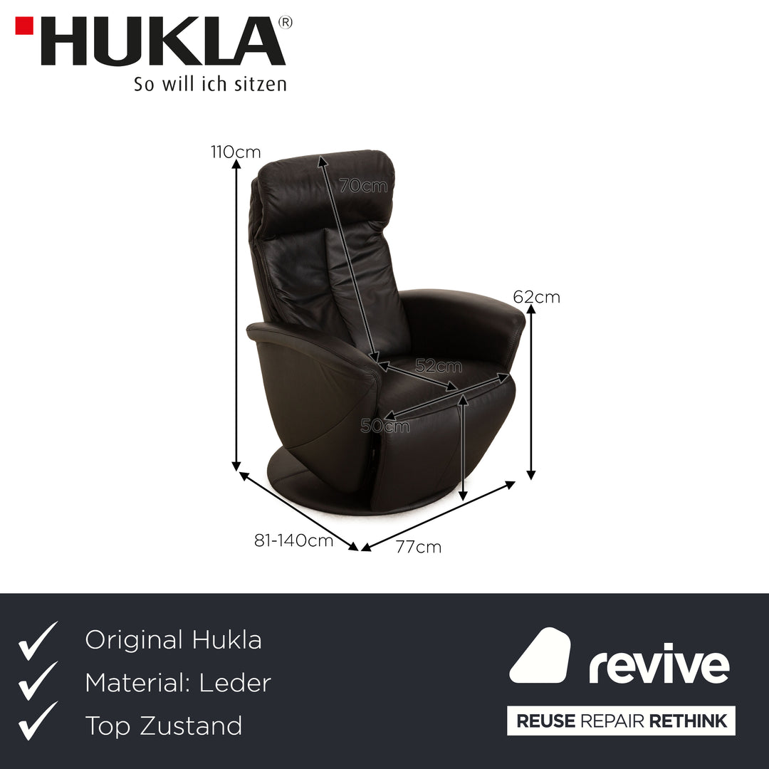 Hukla Leder Sessel Schwarz Relaxfunktion manuelle Funktion