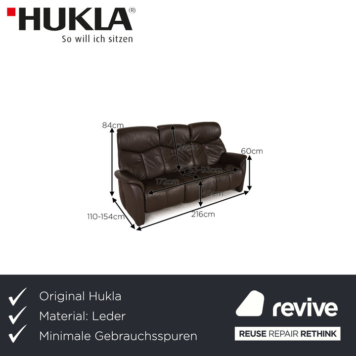 Hukla leather sofa brown three-seater couch function relaxation function