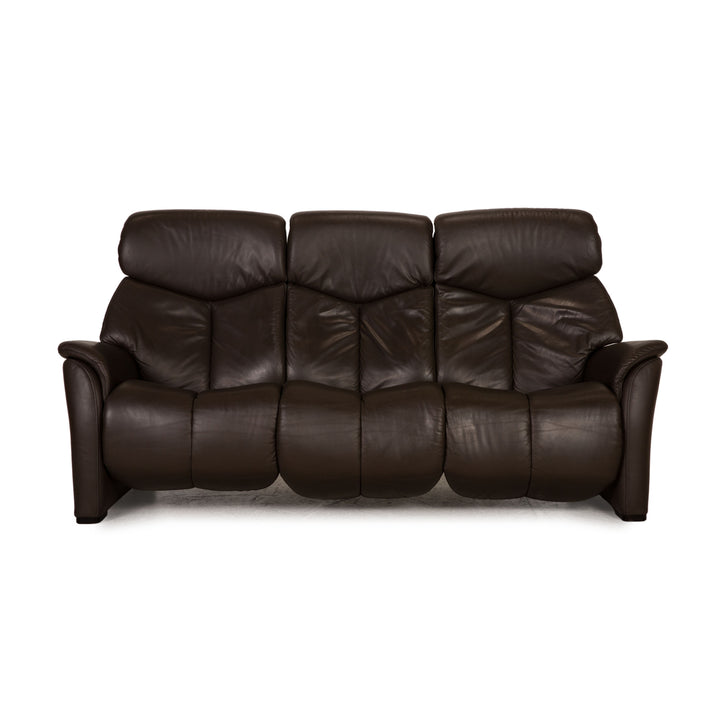 Hukla leather sofa brown three-seater couch function relaxation function