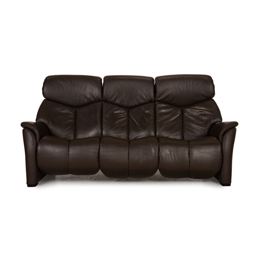 Hukla leather sofa brown three-seater couch function relaxation function