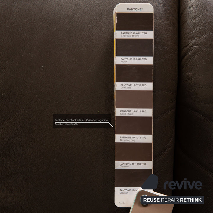 Hukla leather sofa brown three-seater couch function relaxation function