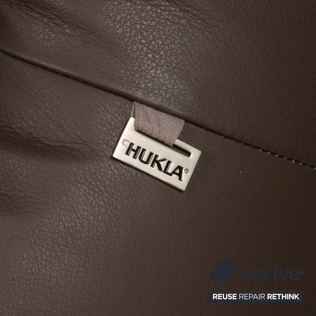 Hukla leather sofa brown three-seater couch function relaxation function