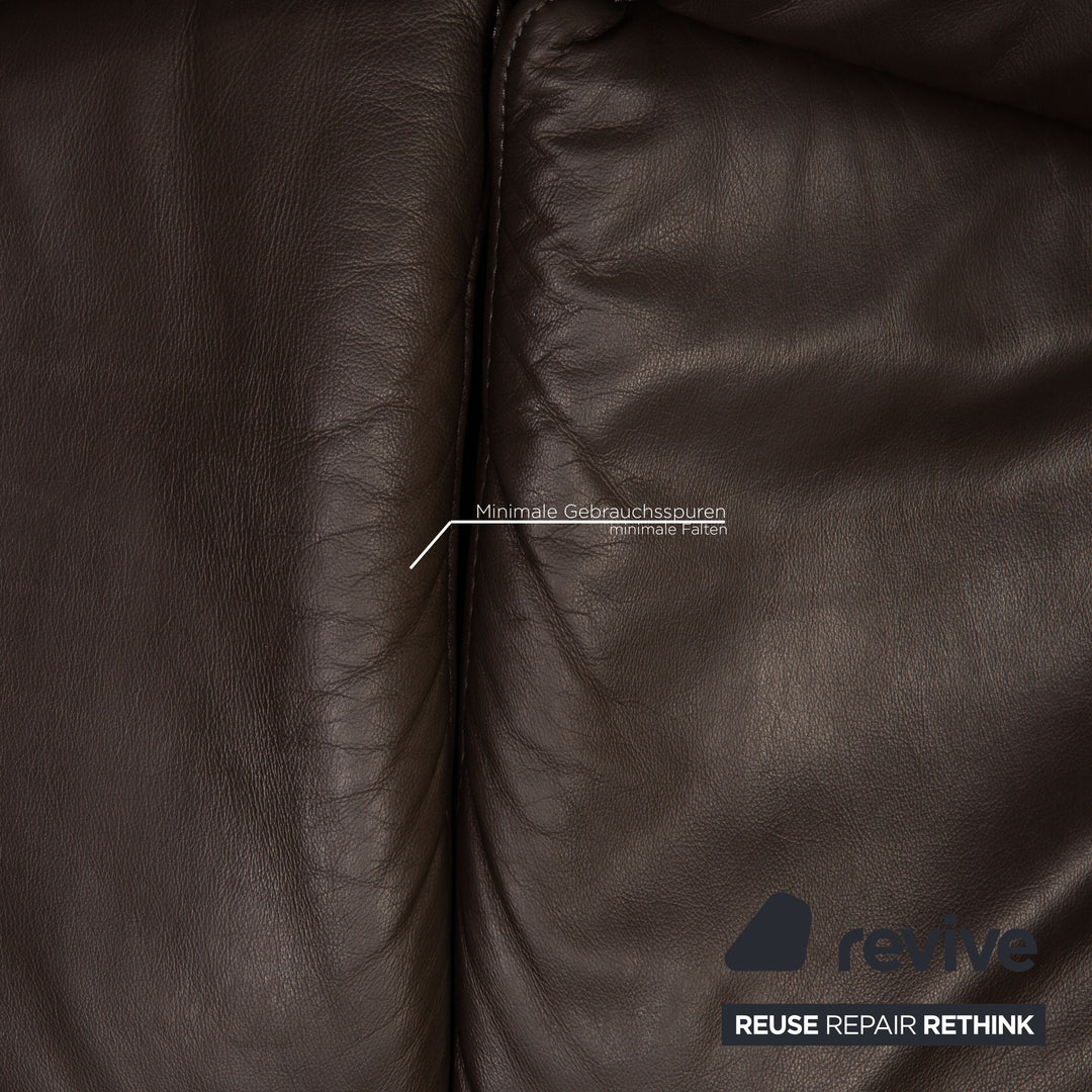 Hukla leather sofa brown three-seater couch function relaxation function