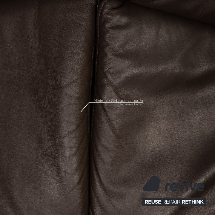 Hukla leather sofa brown three-seater couch function relaxation function