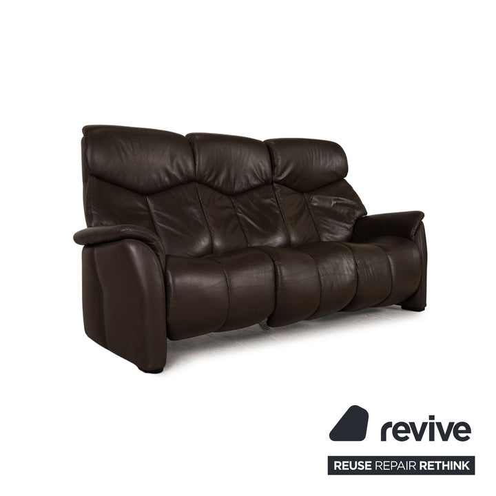 Hukla leather sofa brown three-seater couch function relaxation function