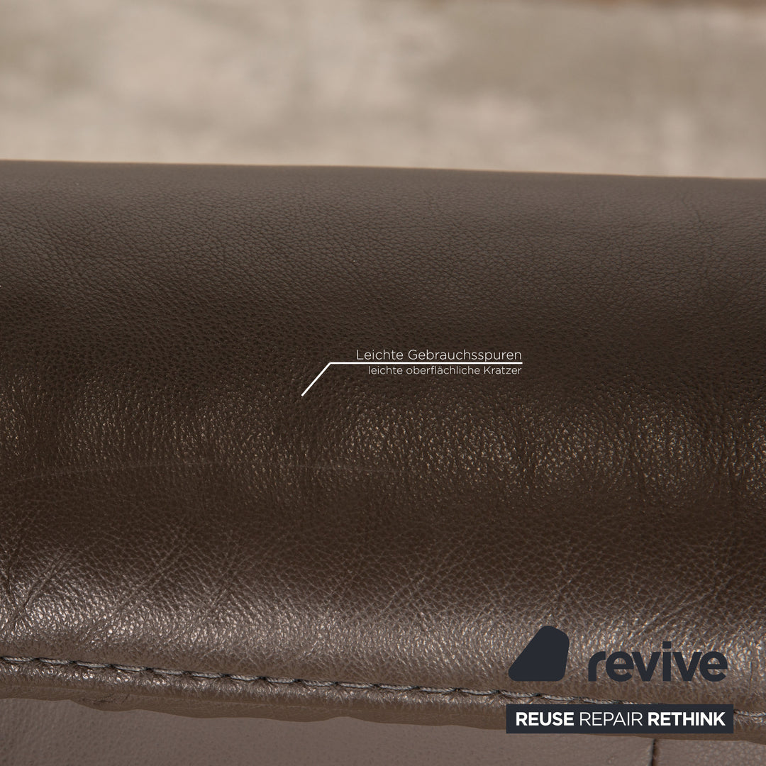 Hukla leather sofa brown three-seater couch function relaxation function