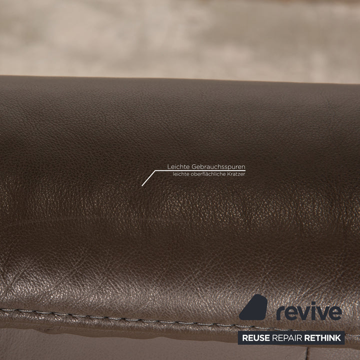 Hukla leather sofa brown three-seater couch function relaxation function