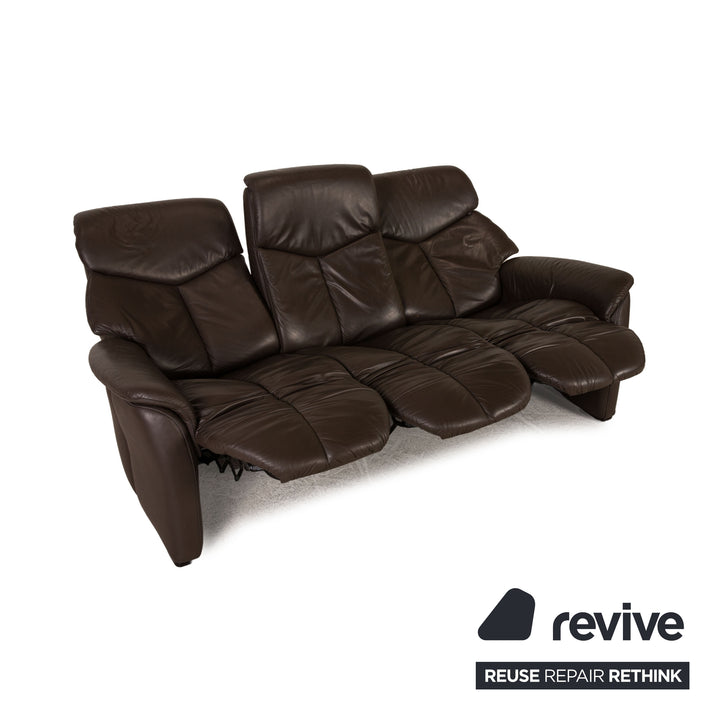 Hukla leather sofa brown three-seater couch function relaxation function