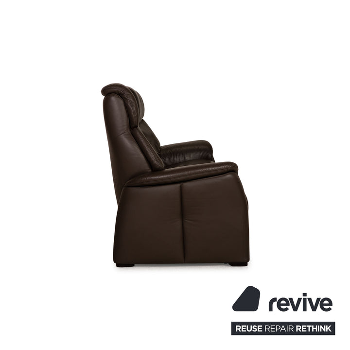 Hukla leather sofa brown three-seater couch function relaxation function