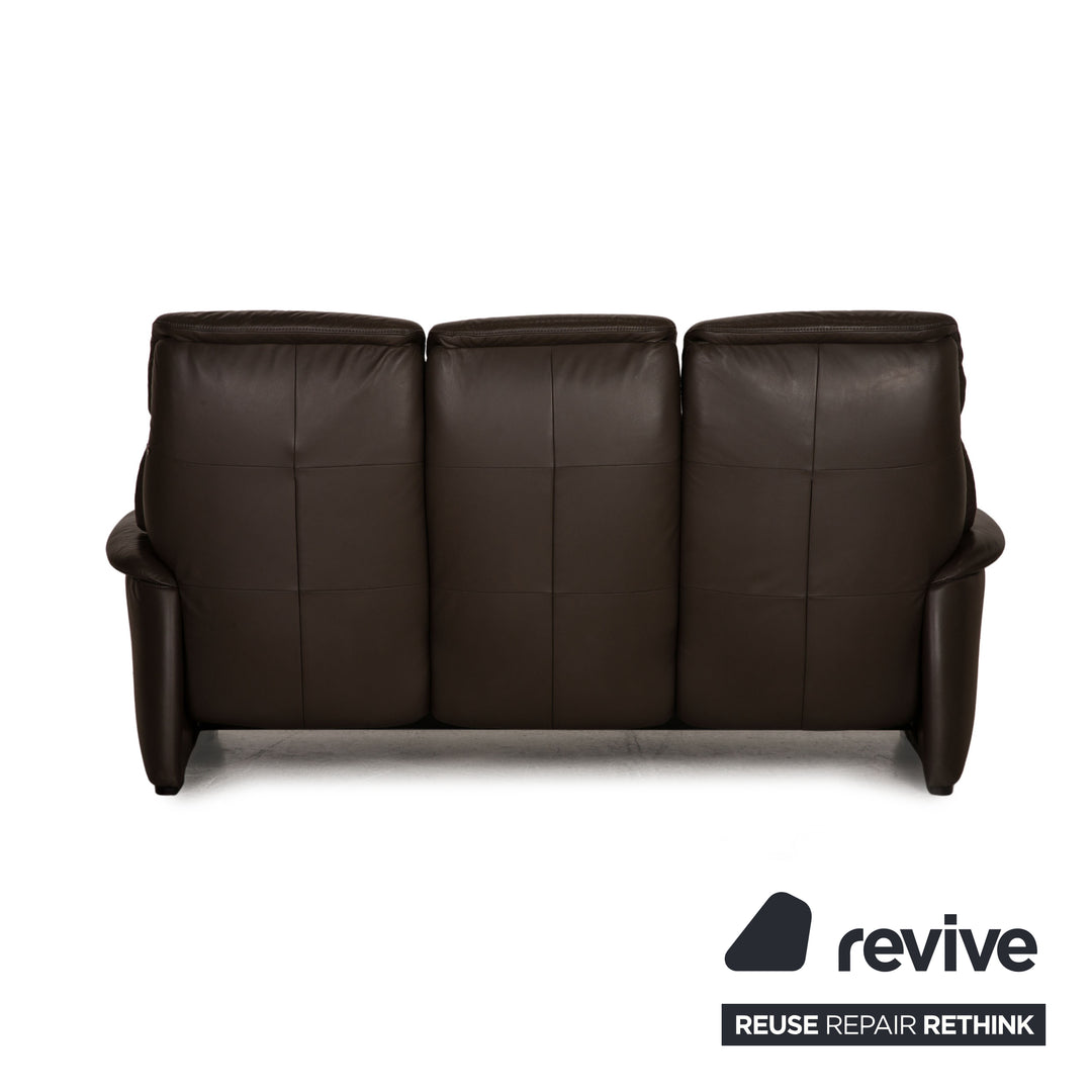 Hukla leather sofa brown three-seater couch function relaxation function