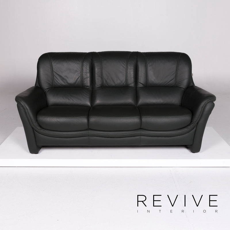 Hukla Leder Sofa Grün Dreisitzer Leder 