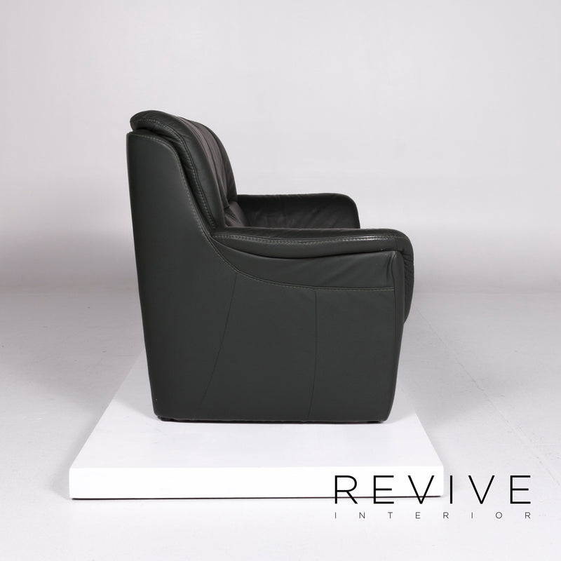 Hukla Leder Sofa Grün Dreisitzer Leder 