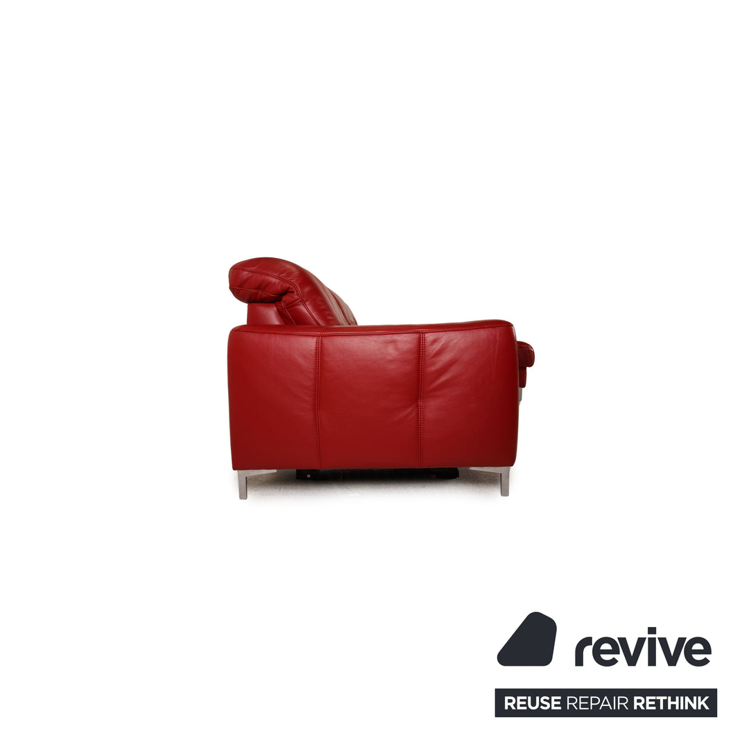 Hukla Leder Sofa Rot Ecksofa Couch elektrische Funktion