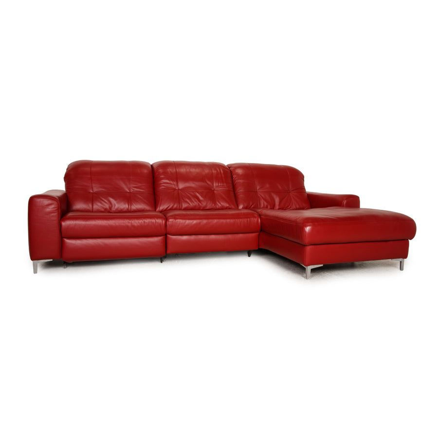 Hukla Leder Sofa Rot Ecksofa Couch elektrische Funktion