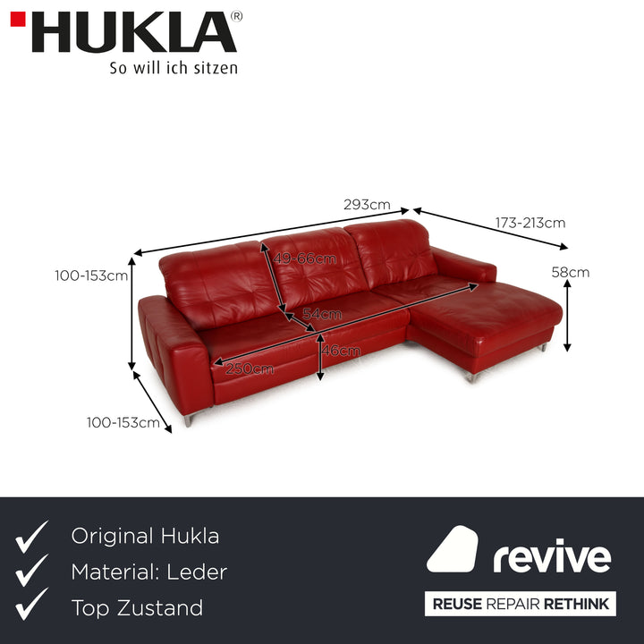 Hukla leather sofa red corner sofa couch electric function